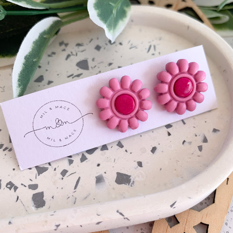 20mm Flower Polymer Clay Stud Earrings