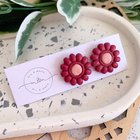 20mm Flower Polymer Clay Stud Earrings