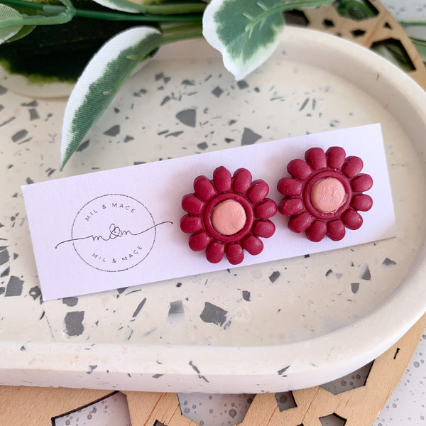 20mm Flower Polymer Clay Stud Earrings