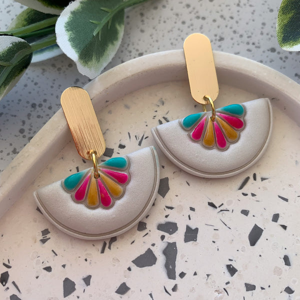 Handpainted Accents Polymer Clay Dangle Earrings