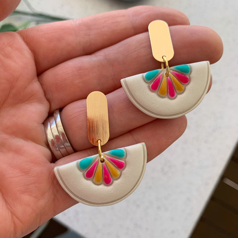 Handpainted Accents Polymer Clay Dangle Earrings