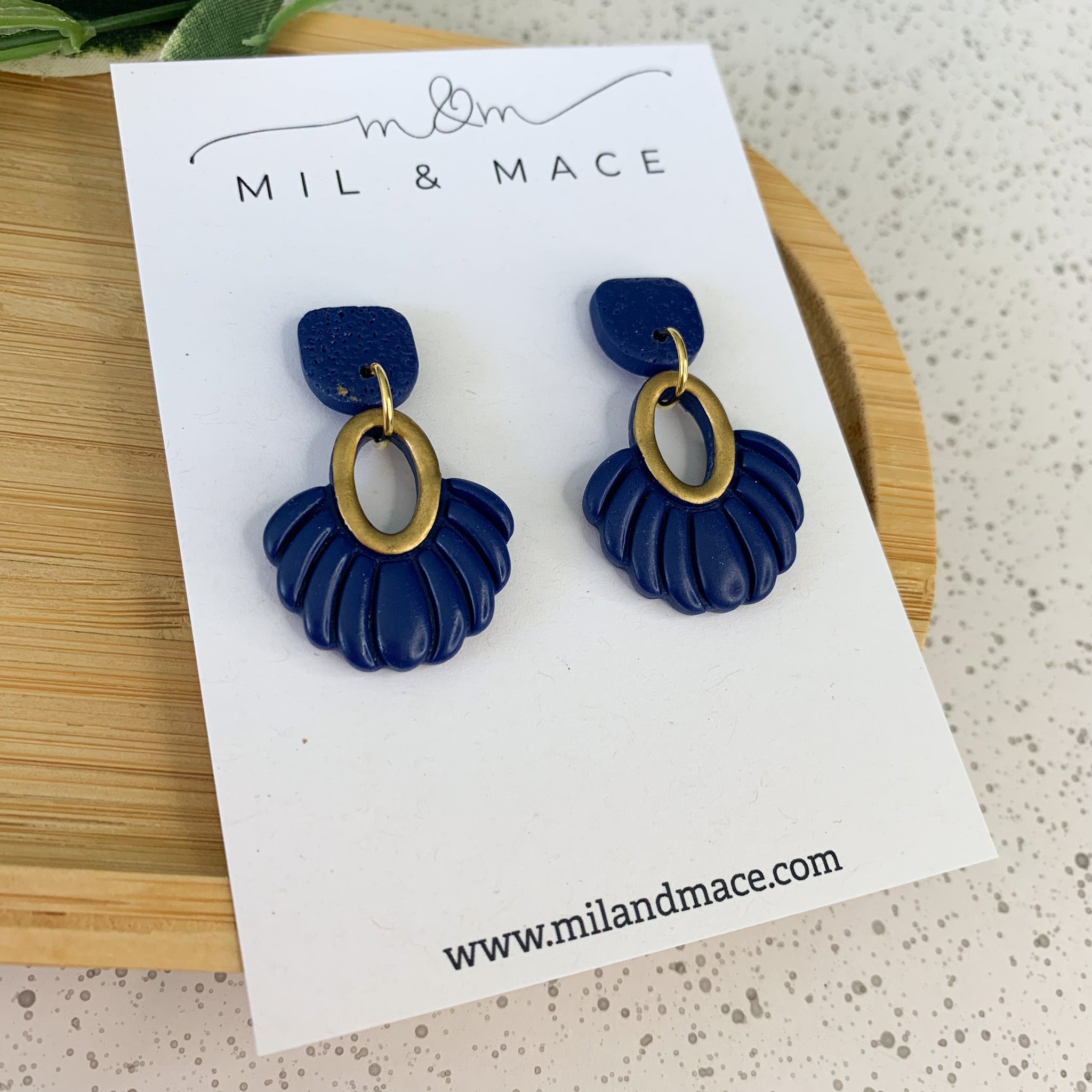 Boho navy Polymer Clay Dangle Earrings