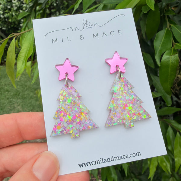 Christmas Tree Resin Dangle Earrings