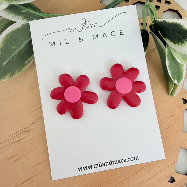 Spring Daisies Polymer Clay Stud Earrings