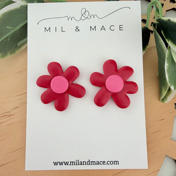 Spring Daisies Polymer Clay Stud Earrings