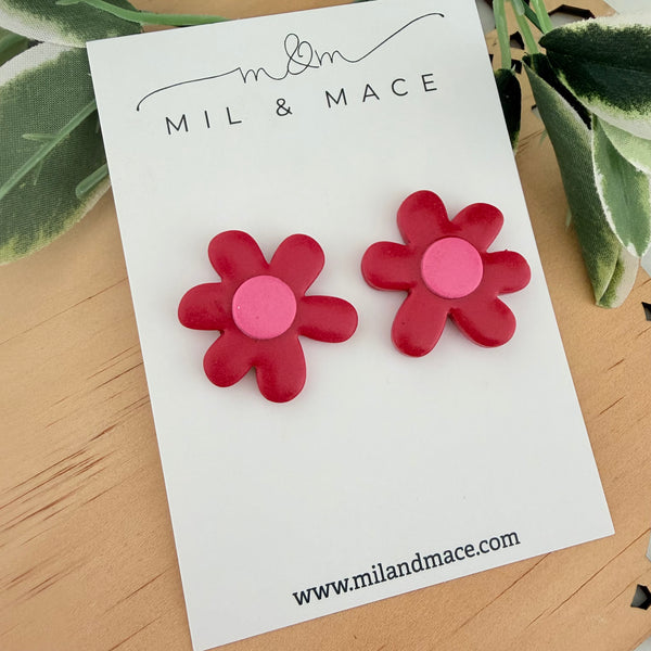 Spring Daisies Polymer Clay Stud Earrings