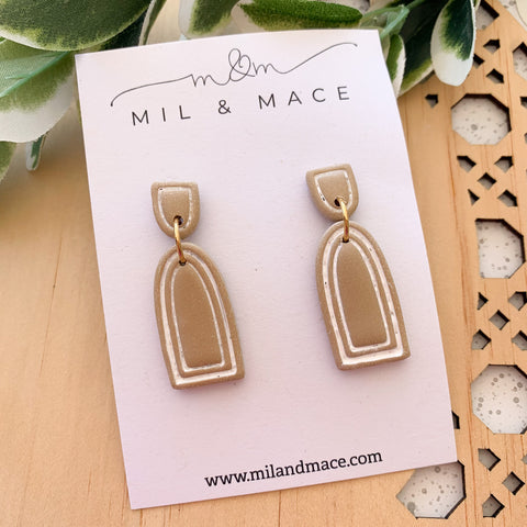 Arch Latte Polymer Clay Dangle Earrings