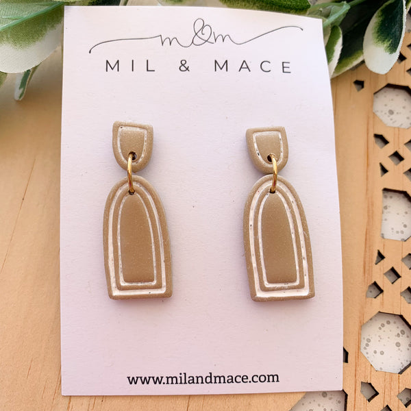 Arch Latte Polymer Clay Dangle Earrings