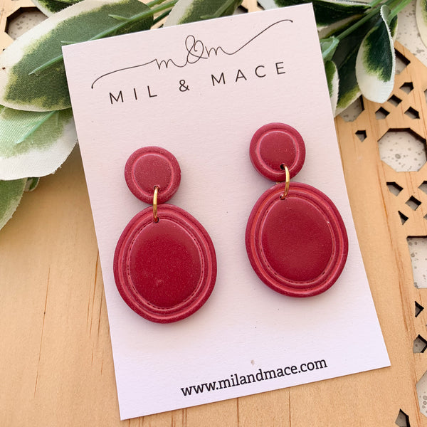 Organic Maroon Polymer Clay Dangle Earrings