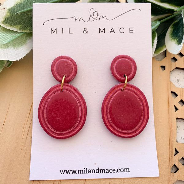 Organic Maroon Polymer Clay Dangle Earrings