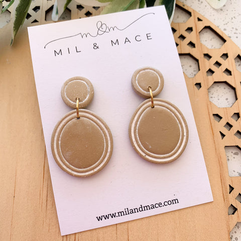 Organic Latte Polymer Clay Dangle Earrings