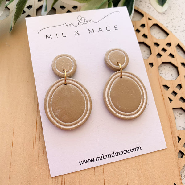 Organic Latte Polymer Clay Dangle Earrings