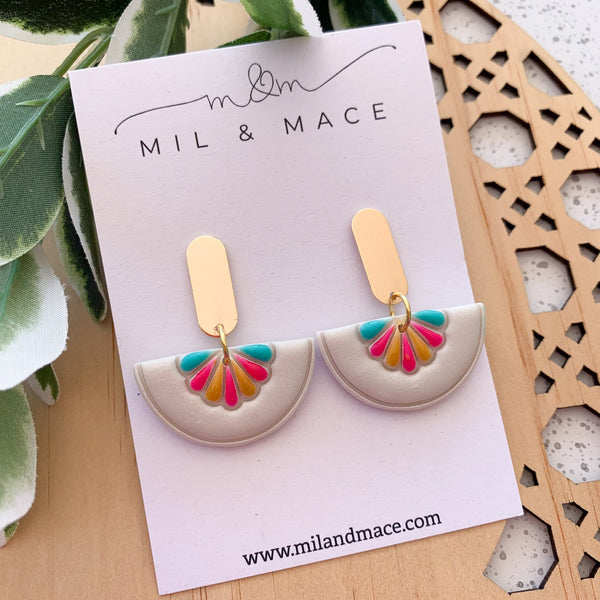 Handpainted Accents Polymer Clay Dangle Earrings