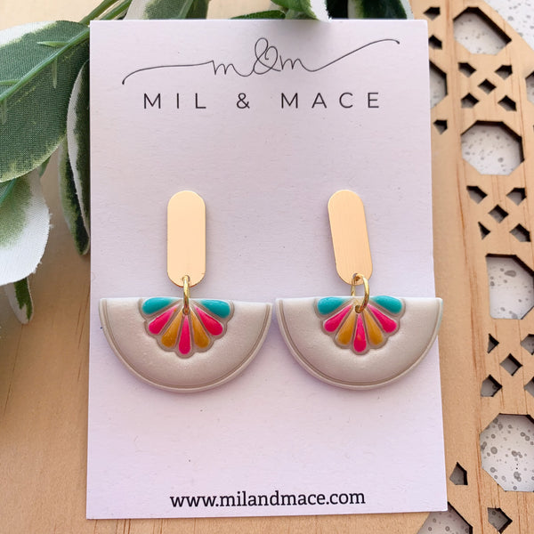 Handpainted Accents Polymer Clay Dangle Earrings