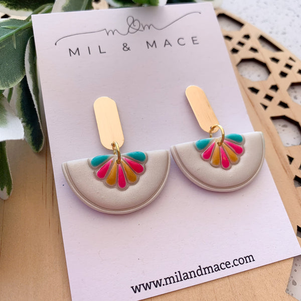 Handpainted Accents Polymer Clay Dangle Earrings