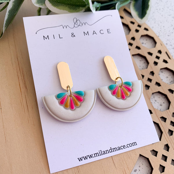 Handpainted Accents Polymer Clay Dangle Earrings