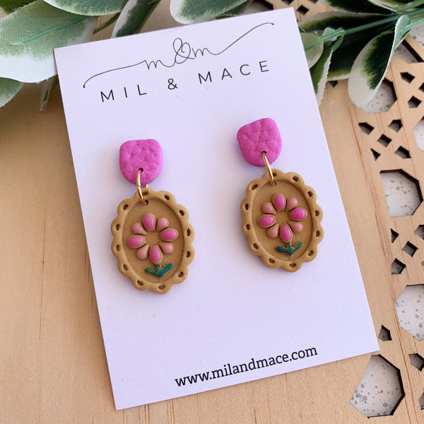 Handpainted Accents Polymer Clay Dangle Earrings