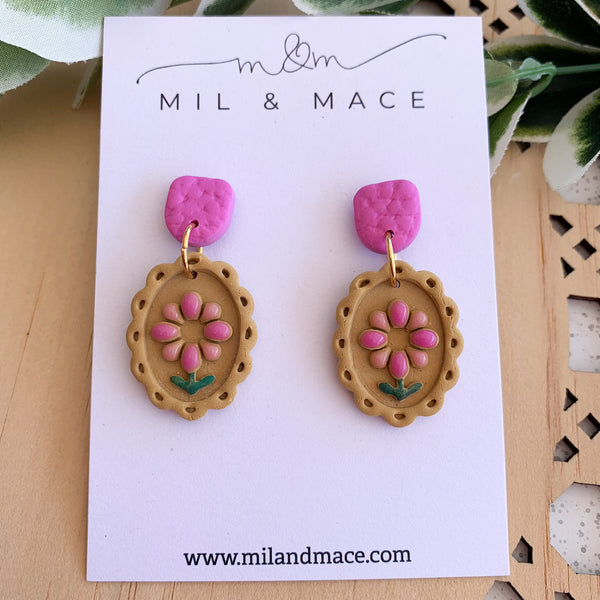 Handpainted Accents Polymer Clay Dangle Earrings