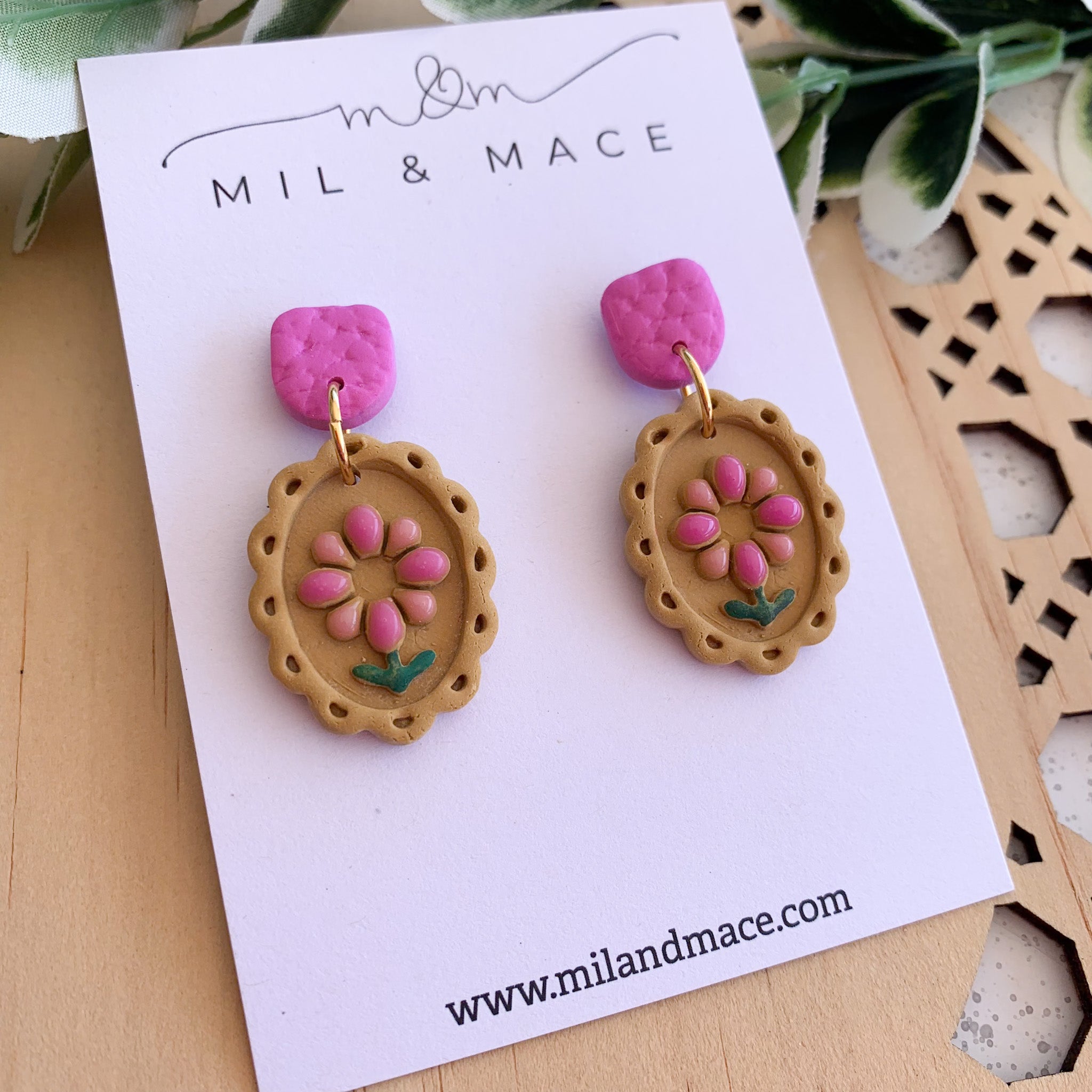 Handpainted Accents Polymer Clay Dangle Earrings