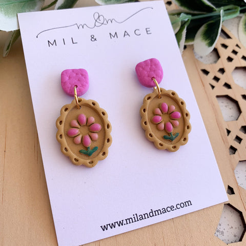 Handpainted Accents Polymer Clay Dangle Earrings