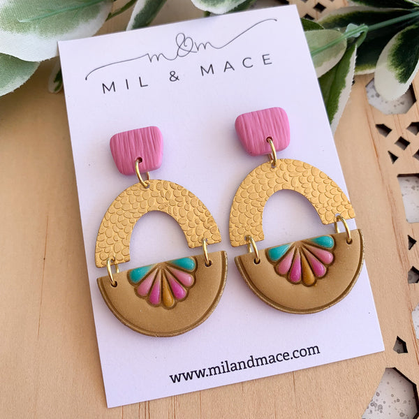 Handpainted Accents Polymer Clay Dangle Earrings