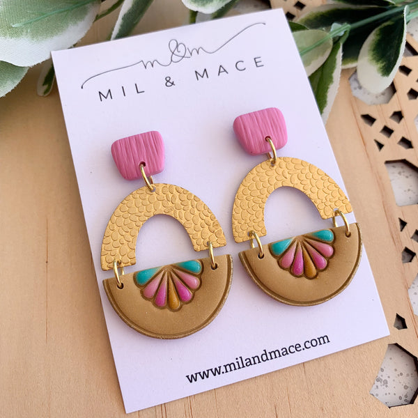 Handpainted Accents Polymer Clay Dangle Earrings