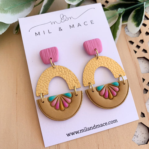 Handpainted Accents Polymer Clay Dangle Earrings