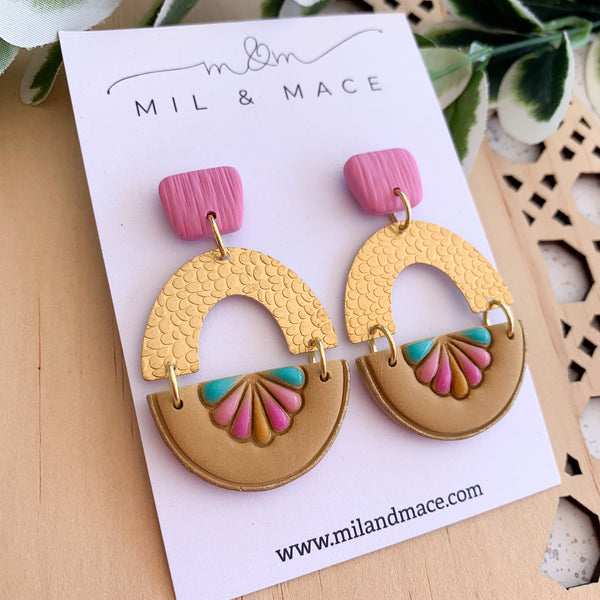 Handpainted Accents Polymer Clay Dangle Earrings