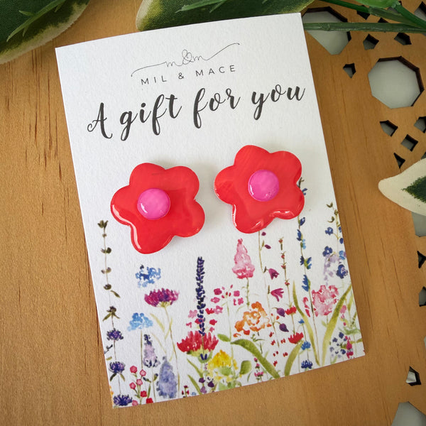 Educator Gift 'A gift for you' Yupo Paper Flower Studs