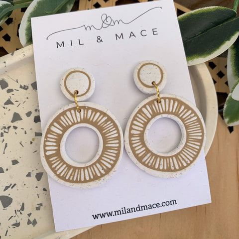 Sarah Latte Organic Polymer Clay Dangle Earrings