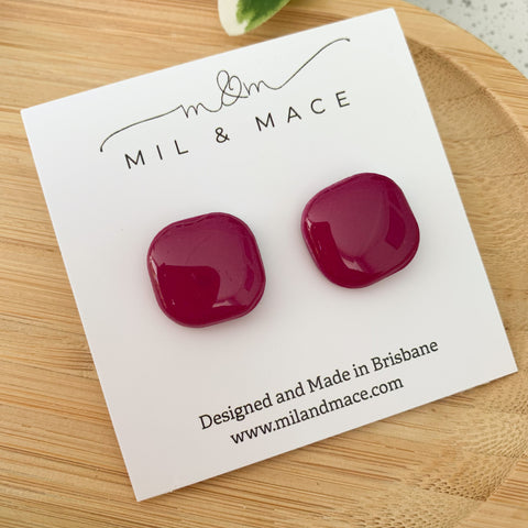 Lucy Plum Polymer Clay Stud Earrings