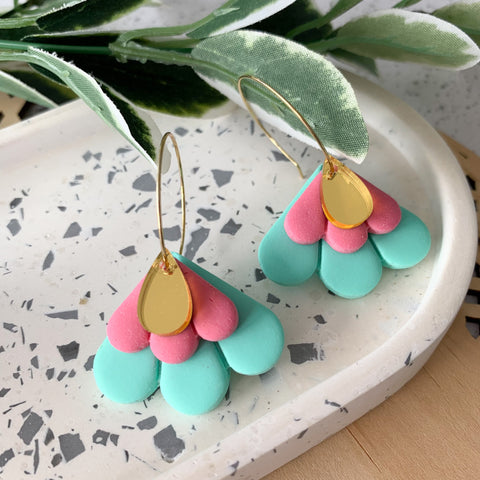 Petal Hoops Polymer Clay Dangle Earrings