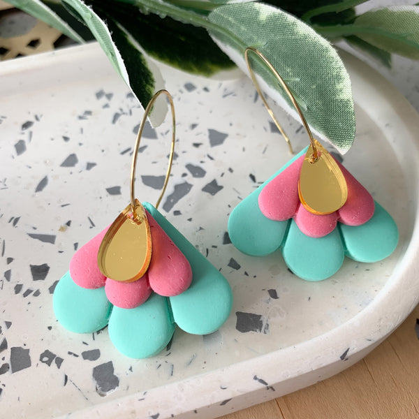 Petal Hoops Polymer Clay Dangle Earrings