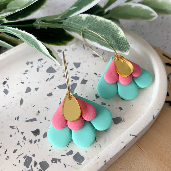 Petal Hoops Polymer Clay Dangle Earrings
