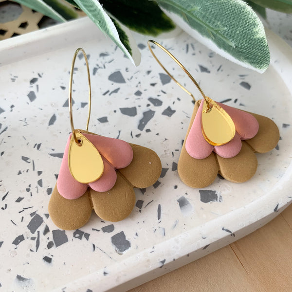 Petal Hoops Polymer Clay Dangle Earrings