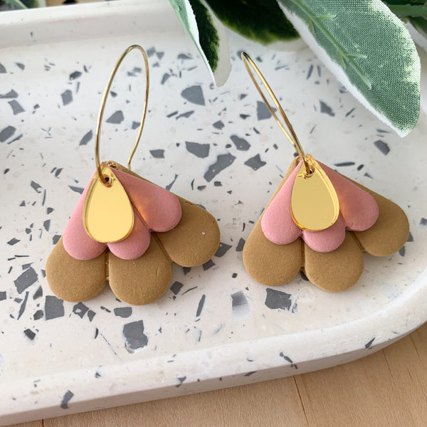 Petal Hoops Polymer Clay Dangle Earrings