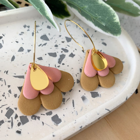 Petal Hoops Polymer Clay Dangle Earrings