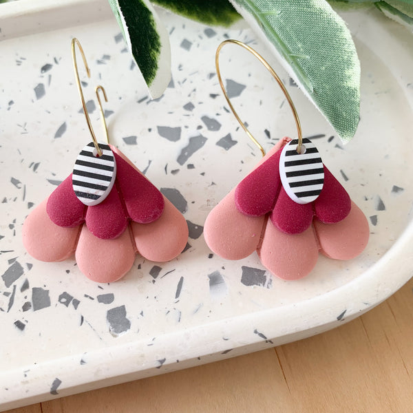 Petal Hoops Polymer Clay Dangle Earrings