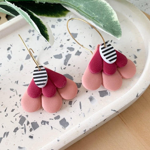 Petal Hoops Polymer Clay Dangle Earrings