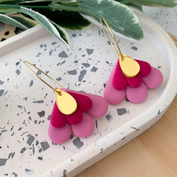 Petal Hoops Polymer Clay Dangle Earrings