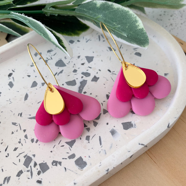Petal Hoops Polymer Clay Dangle Earrings