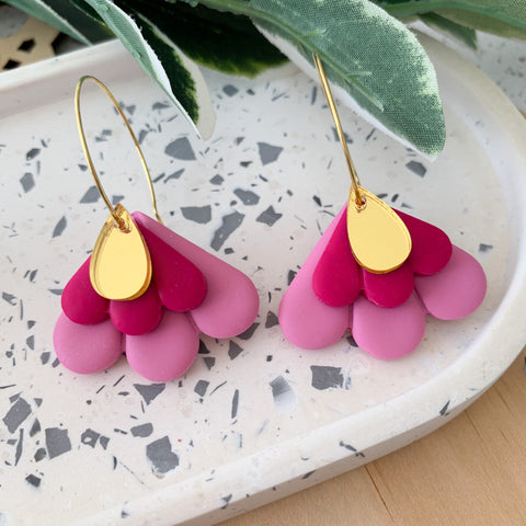 Petal Hoops Polymer Clay Dangle Earrings