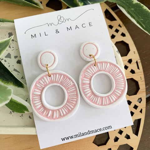 Sarah Pale Pink Organic Polymer Clay Dangle Earrings