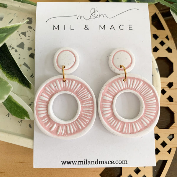 Sarah Pale Pink Organic Polymer Clay Dangle Earrings