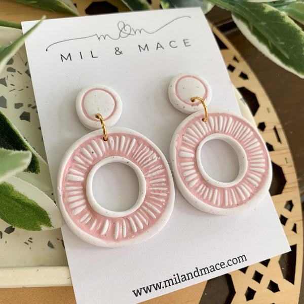 Sarah Pale Pink Organic Polymer Clay Dangle Earrings
