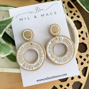 Sarah White Organic Polymer Clay Dangle Earrings