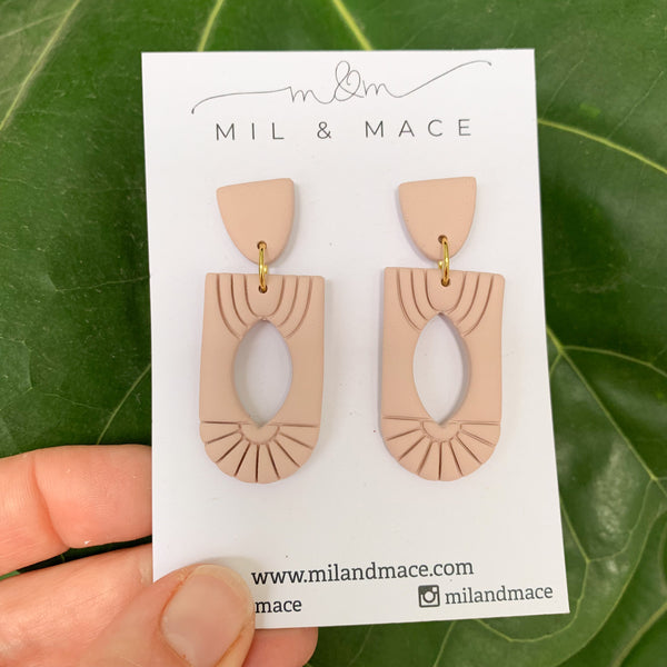 Charleston Pale Pink Polymer Clay Dangle Earrings
