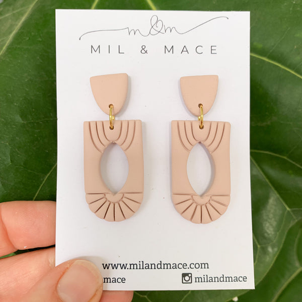 Charleston Pale Pink Polymer Clay Dangle Earrings
