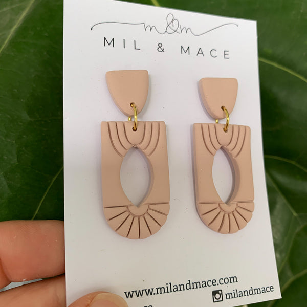 Charleston Pale Pink Polymer Clay Dangle Earrings