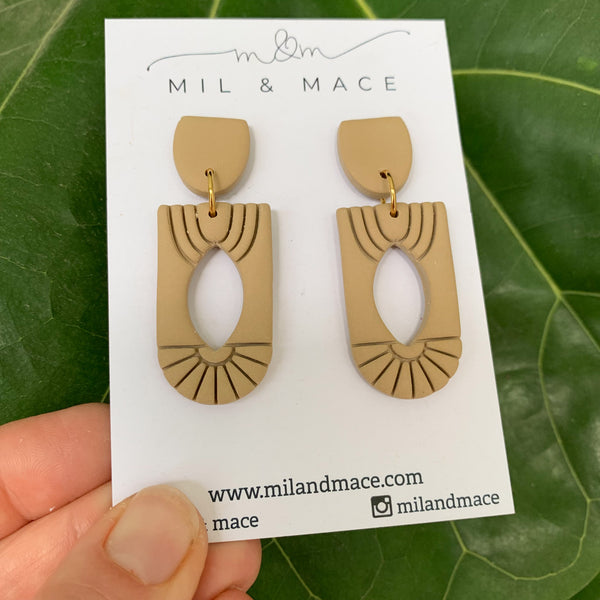 Charleston Latte Polymer Clay Dangle Earrings